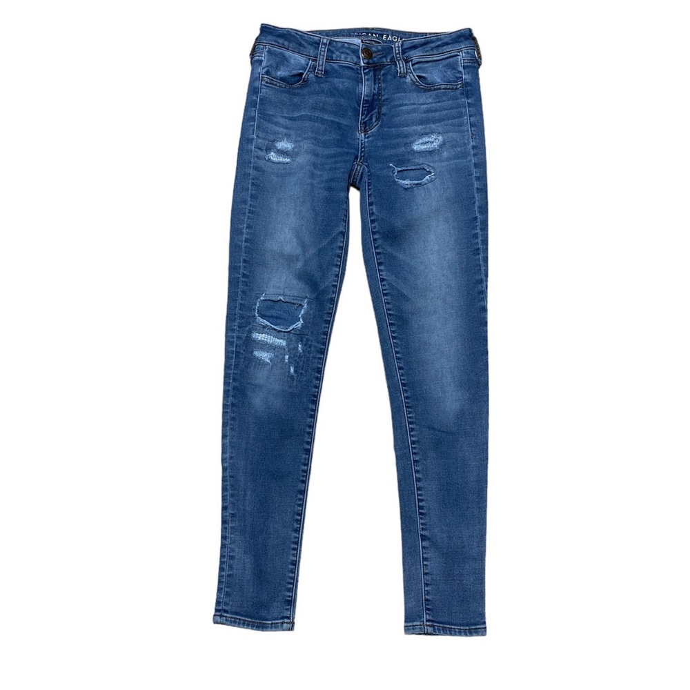 American Eagle Super Stretch Jegging Women’s 4 Skinny Jeans Distressed Denim